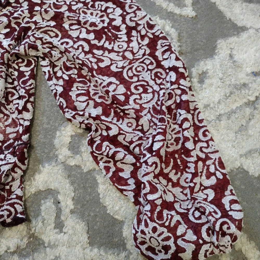 Anthropologie jacquard semi sheer peasant top